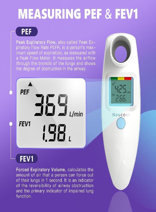 Digital Peak Flow Meter,Home Medical with Tracking Software Manually Recording-Accurate & Reliable Spirometer for Asthma COPD Adult Kids - Image 2